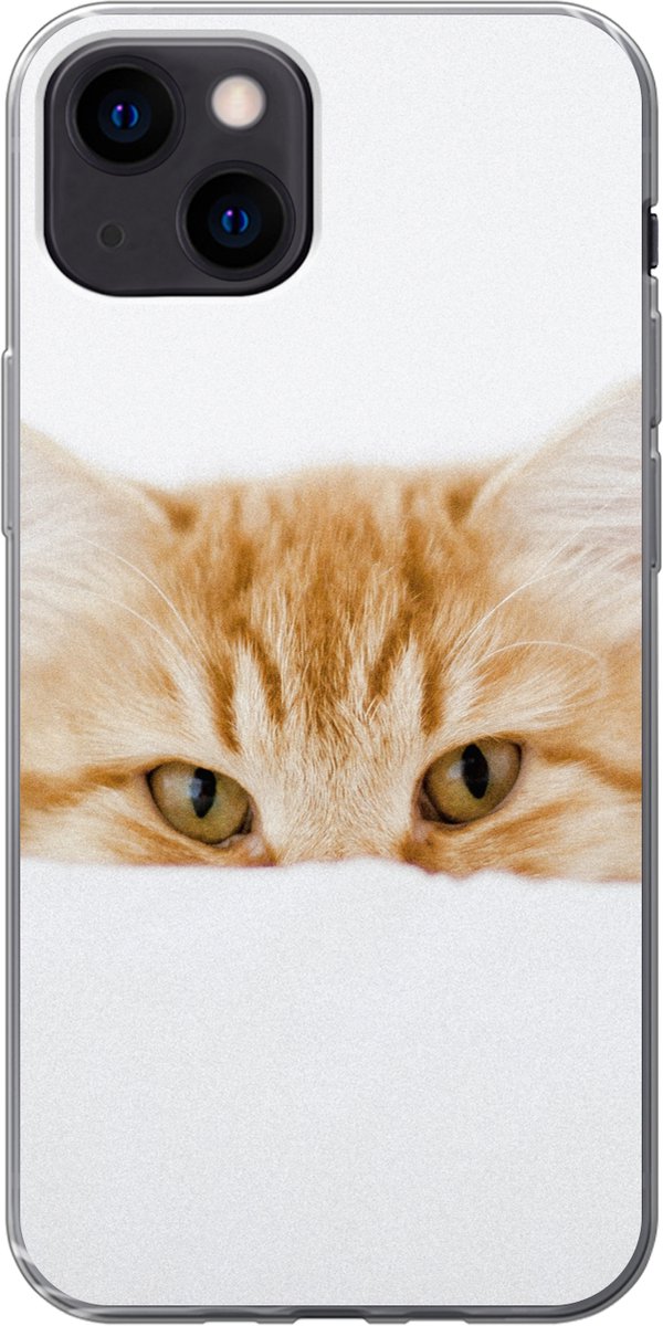 Telefoonhoesje Geschikt voor iPhone 13 mini hoesje - Kat - Rood - Wit - Meisjes - Kinderen - Jongens - Kind - Siliconen Telefoonhoesje Telefoonhoesje