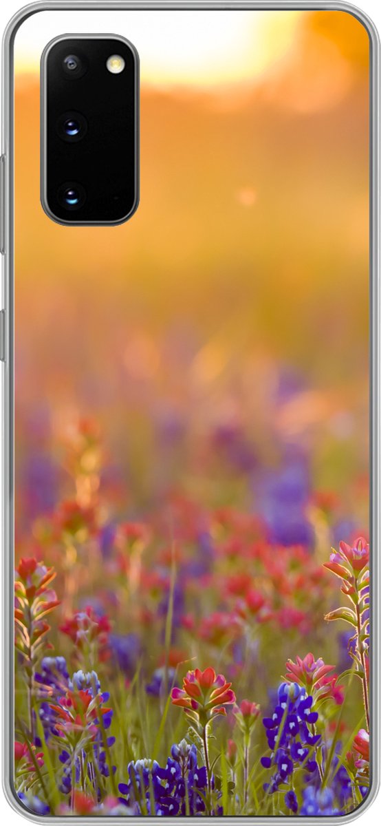 Telefoonhoesje Geschikt voor Samsung Galaxy S20 hoesje - Bloemen - Goud - Zon - Siliconen Telefoonhoesje Telefoonhoesje