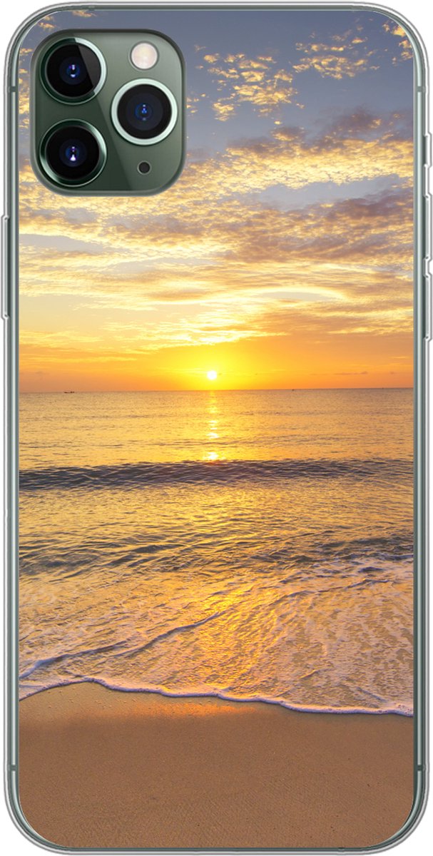 Telefoonhoesje Geschikt voor iPhone 11 Pro Max hoesje - Strand - Zonsondergang - Zee - Siliconen Telefoonhoesje Telefoonhoesje