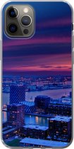 Geschikt voor iPhone 13 Pro hoesje - Rotterdam - Lucht - Roze - Siliconen Telefoonhoesje