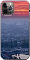 Geschikt voor iPhone 13 Pro hoesje - Rotterdam - Zonsondergang - Roze - Siliconen Telefoonhoesje