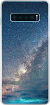 Geschikt voor Samsung Galaxy S10 Plus hoesje - Sterren - Zonnestelsel - Turquoise - Jongens - Meisjes - Kinderen - Siliconen Telefoonhoesje