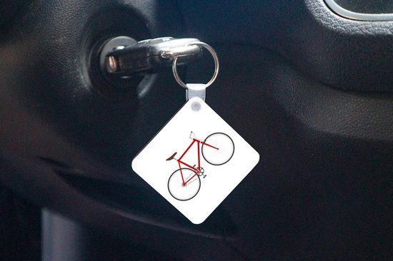 Sleutelhanger - Uitdeelcadeautjes - Een zijaanzicht van een van een rode fiets - Plastic