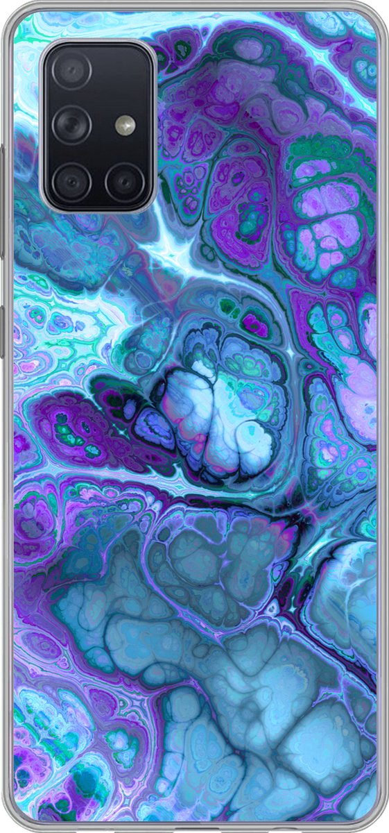 Telefoonhoesje Geschikt voor Samsung Galaxy A51 5G hoesje - Kunst - Golf - Blauw - Psychedelisch - Siliconen Telefoonhoesje Telefoonhoesje