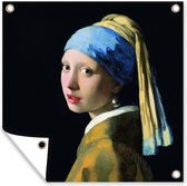 Tuin poster Meisje met de parel - Johannes Vermeer - 200x200 cm - Tuindoek - Buitenposter