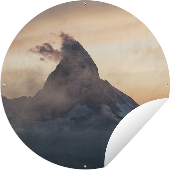 Tuincirkel Mistige Matterhorn bij Zermatt in Zwitserland. – 150×150 cm – Ronde Tuinposter – Buiten