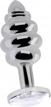 Ribbed Diamond Plug - 3.15 Inch - Silver - Butt Plugs & Anal Dildos