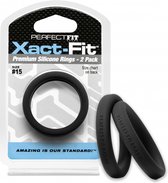 #15 Xact-Fit Cockring 2-Pack - Black - Cock Rings