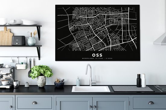 Tableau sur toile Plan de ville - Oss - Nederland - 140x90 cm - Décoration murale
