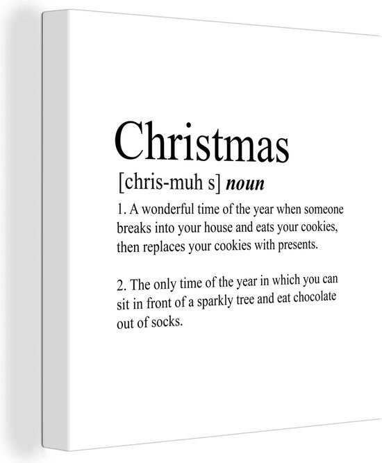 Canvas Schilderij Christmas definitie - Spreuken - Quotes - Kerst - Woordenboek - 50x50 cm - Wanddecoratie