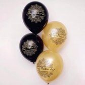 5x stuks Hajj thema ballonnen zwart/goud 30 cm