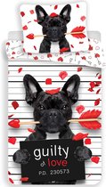 Animal Pictures Dekbedovertrek Bulldog Hearts - Eenpersoons - 140  x 200 cm - Multi