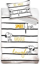 Snoopy Dekbedovertrek Smile Giggle Laugh - Eenpersoons - 140x200 cm - Wit