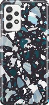 Samsung Galaxy A52 Telefoonhoesje - Premium Hardcase Hoesje - Dun en stevig plastic - Met Marmerprint - Terrazzo - Zwart