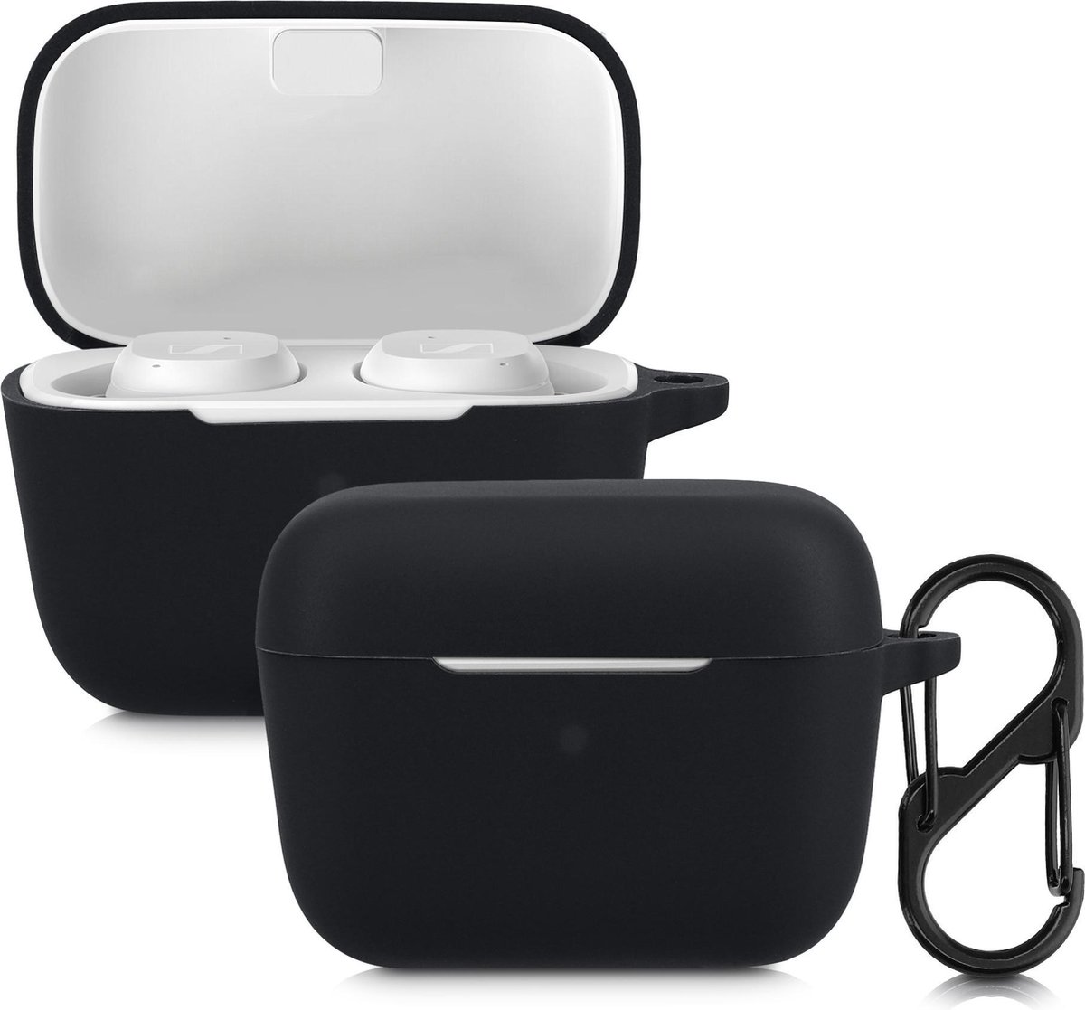 kwmobile Hoes voor Sennheiser CX True Wireless - Siliconen cover voor oordopjes in zwart