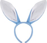 Konijnen/bunny oren licht blauw met wit voor volwassenen 27 x 28 cm - Feest diadeem konijn/paashaas - Paas verkleedkleding