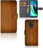 Telefoonhoesje Motorola Moto G9 Play | E7 Plus Wallet Book Case Donker Hout