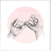 JUNIQE - Poster met kunststof lijst Pinky Swear -30x30 /Grijs & Roze