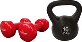 Tunturi - Fitness Set - Vinyl Dumbbell 2 x 3 kg - Kettlebell 16 kg