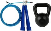 Tunturi - Fitness Set - Springtouw Blauw - Kettlebell 16 kg