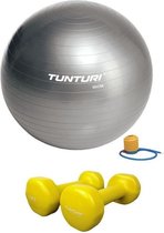 Tunturi - Fitness Set - Vinyl Dumbbell 2 x 1,5 kg  - Gymball Zilver 65 cm