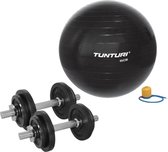 Tunturi - Fitness Set - Halterset 20 kg incl 2 Dumbbellstangen  - Gymball Zwart 65 cm