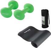 Tunturi - Fitness Set - Neopreen Dumbbellset 2 x 4 kg - Fitnessmat 180 x 60 x 1,5 cm