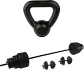 Tunturi - Fitness Set - Vinyl Barbell/Dumbbell Set 50Kg  - Kettlebell 4 kg