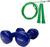 Tunturi - Fitness Set - Vinyl Dumbbell 2 x 4 kg  - Springtouw Groen