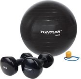 Tunturi - Fitness Set - Vinyl Dumbbell 2 x 5 kg  - Gymball Zwart 90 cm