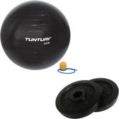 Tunturi - Fitness Set - Halterschijven 2 x 2,5 kg - Gymball Zwart 65 cm