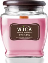 Colonial Candle – Wick Sweet Pea - 425 gram | geurkaars sojablend | 60 tot 90 branduren | houten knisperlont | fruitig en bloemig | meloen, bessen, bloemen, musk | lente en zomer kaars |
