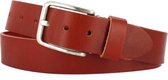 Leren Riem Heren/Dames | 4cm breed | Riemmaat: 105cm (totale lengte: 120cm) | 100% echt leer | Kleur: rood | Nikkelvrije gesp