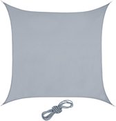 Carré de toile d'ombrage Relaxdays - toile solaire - PES - avec anneaux - résistant aux UV - gris clair