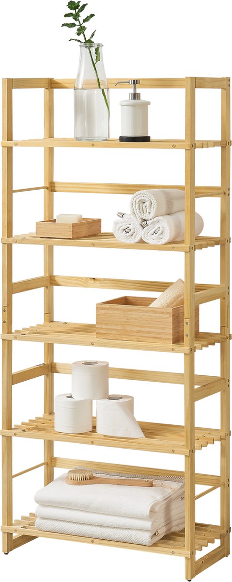 Bamboe opbergrek staand Luster met 5 planken