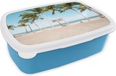Lunch box Blauw - Lunch box - Boîte à pain - Palmier - Plage - Été - 18x12x6 cm - Enfants - Garçon