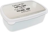 Broodtrommel Wit - Lunchbox Zomer - Zee - Zwart - Brooddoos 18x12x6 cm - Brood lunch box - Broodtrommels voor kinderen en volwassenen