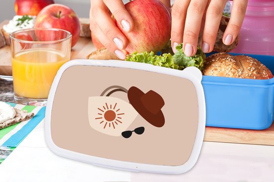 Lunch box Blauw - Lunch box - Boîte à pain - Summer - Sac de plage - Lunettes de soleil - 18x12x6 cm - Enfants - Garçon