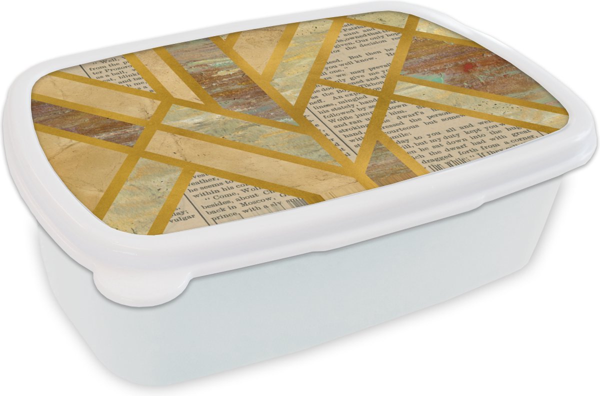 Broodtrommel Wit - Lunchbox - Brooddoos - Vintage - Marmer - Design - 18x12x6 cm - Volwassenen