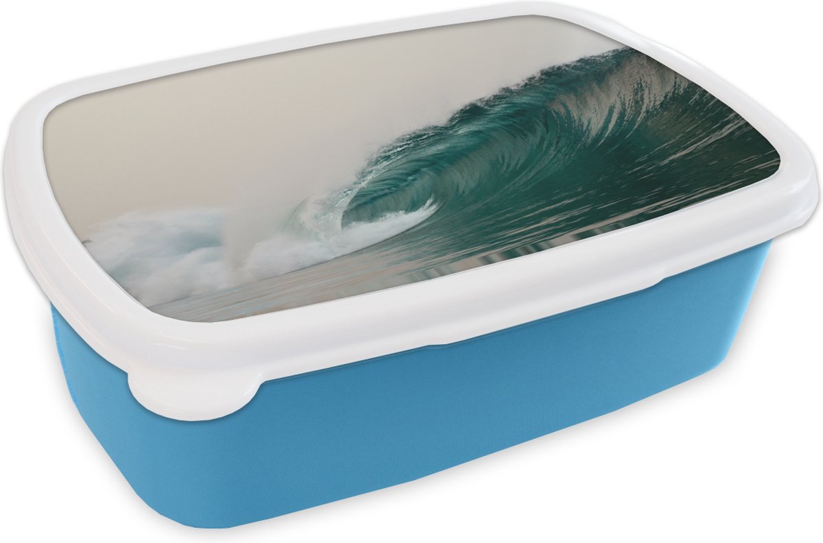 Broodtrommel Blauw - Lunchbox - Brooddoos - Zee - Golf - Schuim - 18x12x6 cm - Kinderen - Jongen