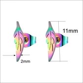Aramat jewels ® - Regenboog oorbellen blaadje zweerknopjes chirurgisch staal 9x2mm