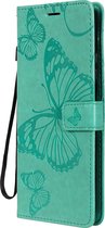 Xiaomi Mi 10T Hoesje - Mobigear - Butterfly Serie - Kunstlederen Bookcase - Turquoise - Hoesje Geschikt Voor Xiaomi Mi 10T