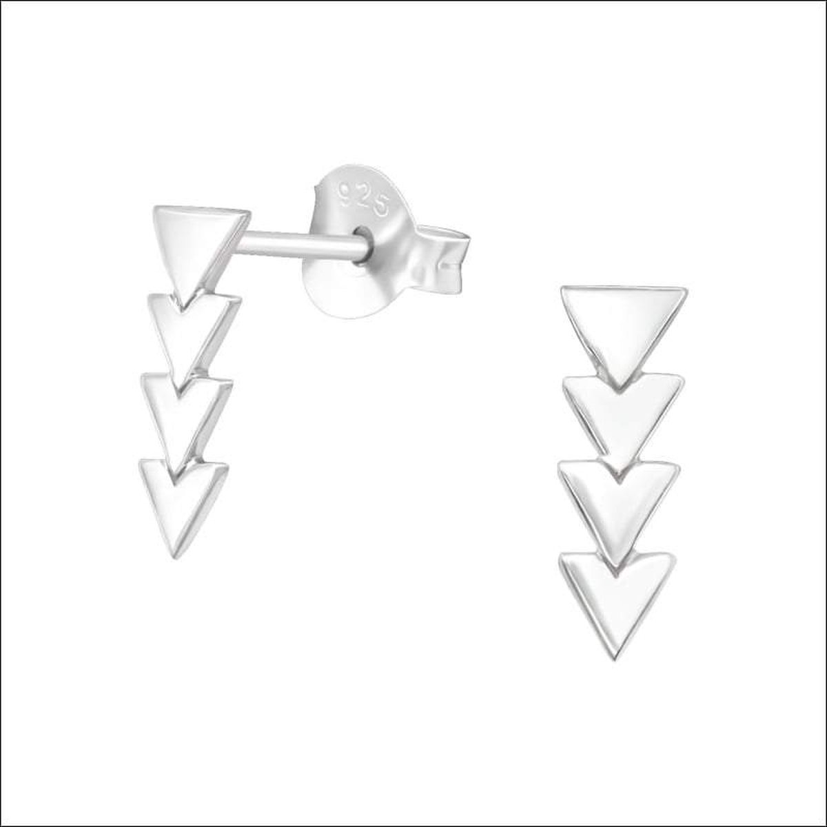 Aramat jewels ® - Zilveren bar oorbellen 4 driehoekjes 925 zilver 10x3mm