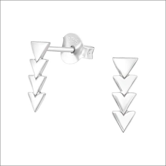 Aramat jewels ® - Zilveren bar oorbellen 4 driehoekjes 925 zilver 10x3mm