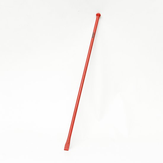 Kelfort stootijzer, rood, 1400 x 28mm, met een bolle kop en een platte, gebogen punt, op een witte achtergrond.
