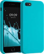 kwmobile telefoonhoesje geschikt voor Apple iPhone SE (1.Gen 2016) / iPhone 5 / iPhone 5S - Hoesje met siliconen coating - Smartphone case in ijsblauw