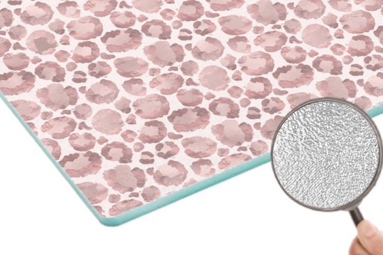 Planche à découper en Verres - 39 x 28 - imprimé panthère - rose - Chic - Planches à découper en Glas