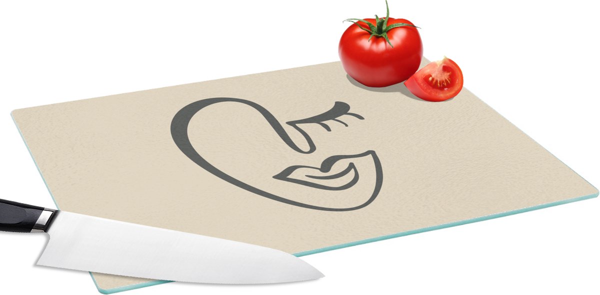 Glazen Snijplank - 39x28 - Vrouw - Gezicht - Lippen - Snijplanken Glas
