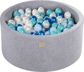 Ronde ballenbak VELVET 90x40 - Licht Grijs incl 300 ballen - Baby Blauw, Turquoise, Blauw Pearl, Wit Pearl | Ballenbakje.nl