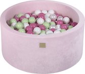 Ballenbak VELVET Poeder Roze - 90x40 incl. 300 ballen - Licht Roze, Licht Groen, Wit, Parel Wit